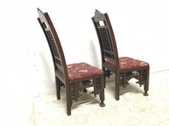Liberty & Co. a Pair of Moorish Side Chairs with Carving & Moucharabieh Turnings - Thumbnail 5