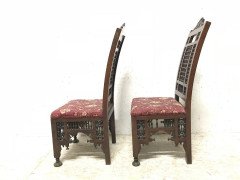 Liberty & Co. a Pair of Moorish Side Chairs with Carving & Moucharabieh Turnings - Thumbnail 7