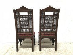 Liberty & Co. a Pair of Moorish Side Chairs with Carving & Moucharabieh Turnings - Thumbnail 9