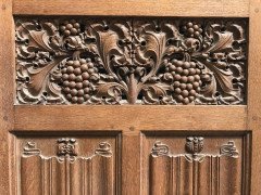 Arts & Crafts Oak Panelling Pieces with Hand-Carved Pomegranates, Roses & Grapes - Thumbnail 1