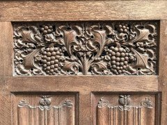 Arts & Crafts Oak Panelling Pieces with Hand-Carved Pomegranates, Roses & Grapes - Thumbnail 2