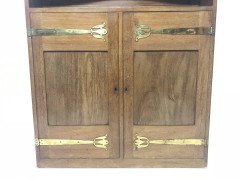 Liberty & Co. a Slim Arts & Crafts Walnut Bookcase with Stylised Copper Hinges - Thumbnail 5