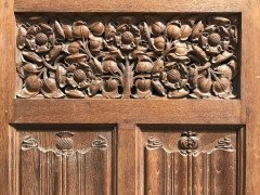 Arts & Crafts Oak Panelling Pieces with Hand-Carved Pomegranates, Roses & Grapes - Thumbnail 5