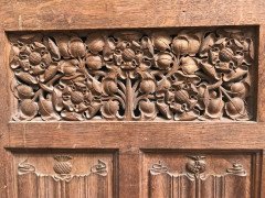 Arts & Crafts Oak Panelling Pieces with Hand-Carved Pomegranates, Roses & Grapes - Thumbnail 6