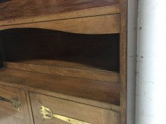 Liberty & Co. a Slim Arts & Crafts Walnut Bookcase with Stylised Copper Hinges - Thumbnail 8