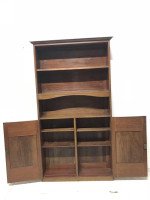 Liberty & Co. a Slim Arts & Crafts Walnut Bookcase with Stylised Copper Hinges - Thumbnail 3
