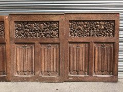 Arts & Crafts Oak Panelling Pieces with Hand-Carved Pomegranates, Roses & Grapes - Thumbnail 7