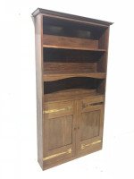 Liberty & Co. a Slim Arts & Crafts Walnut Bookcase with Stylised Copper Hinges - Thumbnail 2