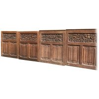 Arts & Crafts Oak Panelling Pieces with Hand-Carved Pomegranates, Roses & Grapes - Thumbnail 8
