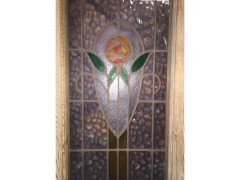 Four Arts & Crafts Stained Glass Doors with Stylized Glasgow Roses Set in Copper - Thumbnail 4