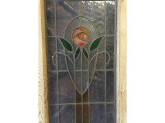 Four Arts & Crafts Stained Glass Doors with Stylized Glasgow Roses Set in Copper - Thumbnail 5