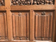 Arts & Crafts Oak Panelling with Hand Carved Pomegranates, Roses and Grapes - Thumbnail 2