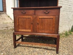 An Arts & Crafts Craftsman Made Simple Oak Dresser with Decorative Shaped Top - Thumbnail 3