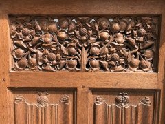Arts & Crafts Oak Panelling with Hand Carved Pomegranates, Roses and Grapes - Thumbnail 3