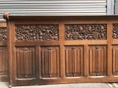 Arts & Crafts Oak Panelling with Hand Carved Pomegranates, Roses and Grapes - Thumbnail 4