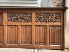 Arts & Crafts Oak Panelling with Hand Carved Pomegranates, Roses and Grapes - Thumbnail 5