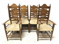 Ernest Gimson, Ten Arts & Crafts Cotswold School Oak Ladder Back Dining Chairs - Thumbnail 2