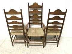 Ernest Gimson, Ten Arts & Crafts Cotswold School Oak Ladder Back Dining Chairs - Thumbnail 5