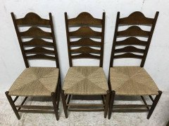 Ernest Gimson, Ten Arts & Crafts Cotswold School Oak Ladder Back Dining Chairs - Thumbnail 10