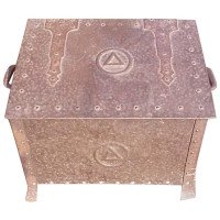 Arts and Crafts Hand Hammered Copper Log Box with Hand Riveted Construction - Thumbnail 2