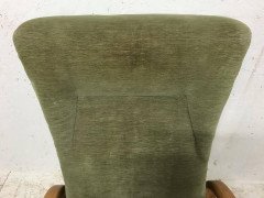 Italian Style Fully Reclining Armchair in Beech Wood with Original Green Fabric - Thumbnail 6