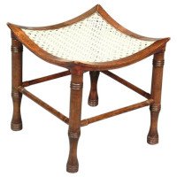 Liberty and Co. Stained Beech Dish Shaped Thebes Stool with Ring Turned Legs - Thumbnail 1