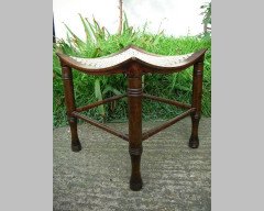 Liberty and Co. Stained Beech Dish Shaped Thebes Stool with Ring Turned Legs - Thumbnail 2