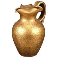 Massive Gold Crackle Glazed Tall Ewer by Sir Edmund Elton - Thumbnail 1