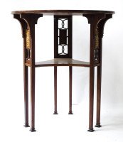 Liberty and Co Arts & Crafts Mahogany Side Table Inlaid with Floral Details - Thumbnail 3