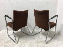 Thonet, a Pair of 1930s Tubular Steel Armchairs with Ebonized Armrests - Thumbnail 4