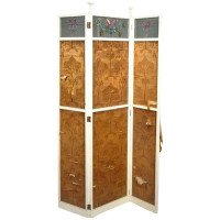 Liberty & Co., attributed. White Enamel & Stained Glass Three-Fold Screen