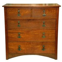 Heals. An Arts and Crafts Oak Chest of Drawers, Stamped Heals of London - Thumbnail 1