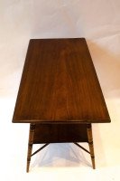 A Rare Pair of Anglo-Japanese two-tier Walnut Side Tables by Jas Shoolbred - Thumbnail 3