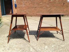 A Rare Pair of Anglo-Japanese two-tier Walnut Side Tables by Jas Shoolbred - Thumbnail 8