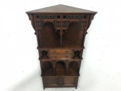 Liberty & Co. a Moorish Walnut Corner Cupboard with Musharabieh Turned Details - Thumbnail 2