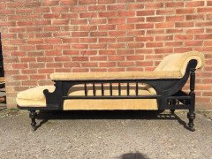 Good Quality Aesthetic Movement Ebonized and Parcel-Gilt Chaise Longue - Thumbnail 5