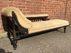 Good Quality Aesthetic Movement Ebonized and Parcel-Gilt Chaise Longue - Thumbnail 6