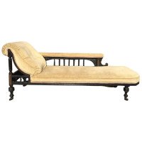 Good Quality Aesthetic Movement Ebonized and Parcel-Gilt Chaise Longue - Thumbnail 7