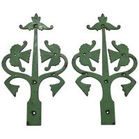 Gothic Revival – Pair of Cast Iron Hinges with Painted Green Finish (c.1875) - Thumbnail 1