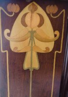 Shapland & Petter. An Arts & Crafts Table Top Revolving Inlaid Bookcase - Thumbnail 1