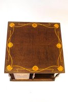 Shapland & Petter. An Arts & Crafts Table Top Revolving Inlaid Bookcase - Thumbnail 2