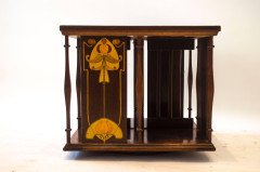 Shapland & Petter. An Arts & Crafts Table Top Revolving Inlaid Bookcase - Thumbnail 3
