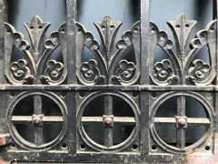 Gothic Revival Cast Iron Gate with Both Side Railings and Geometric Decoration - Thumbnail 5