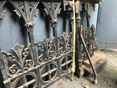 Gothic Revival Cast Iron Gate with Both Side Railings and Geometric Decoration - Thumbnail 10