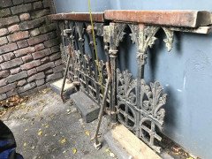Gothic Revival Cast Iron Gate with Both Side Railings & Geometric Decoration - Thumbnail 2