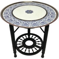Rare Anglo-Japanese Side Table with the Original Royal Worcester Porcelain Plate - Thumbnail 1