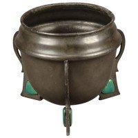 Pewter and 'Ruskin' Heart Shape Plaque Cache Pot by Hutton and Sons - Thumbnail 1