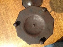 Ernest Gimson Rare Pair of Sheradised Steel Candlesticks Made by Alfred Bucknell - Thumbnail 1