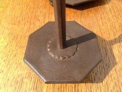 Ernest Gimson Rare Pair of Sheradised Steel Candlesticks Made by Alfred Bucknell - Thumbnail 2