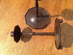Ernest Gimson Rare Pair of Sheradised Steel Candlesticks Made by Alfred Bucknell - Thumbnail 4